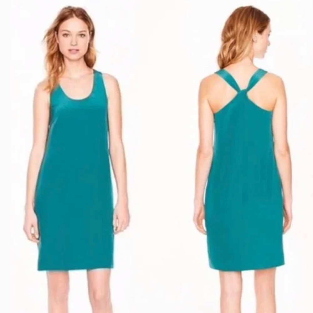 NWT J Crew Green Twist Back Shift Dress size 0P